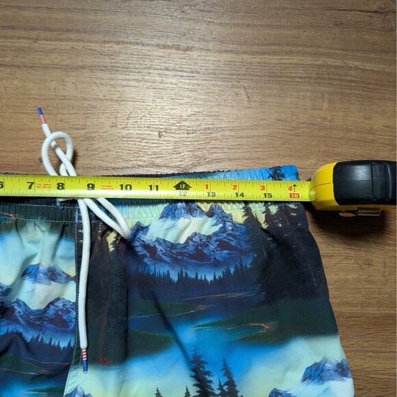 RSVLTS x Bob Ross Limited Edition Forest Print Swim Trunks Shorts Mens Sz Large - Picture 8 of 11